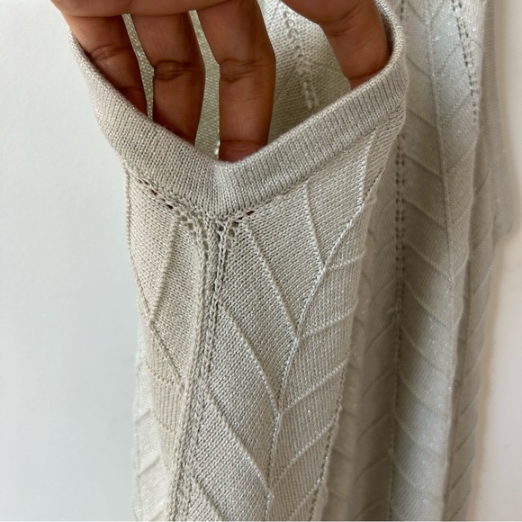 NWT Joie Ivory Shevron Knitted Metallic High Neck Dress Sz XS Festive Holidays - Picture 7 of 14